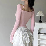 Lacy V-Neck Fitted Top with Sweet Stitching clothing - Tophatter Daily Deals