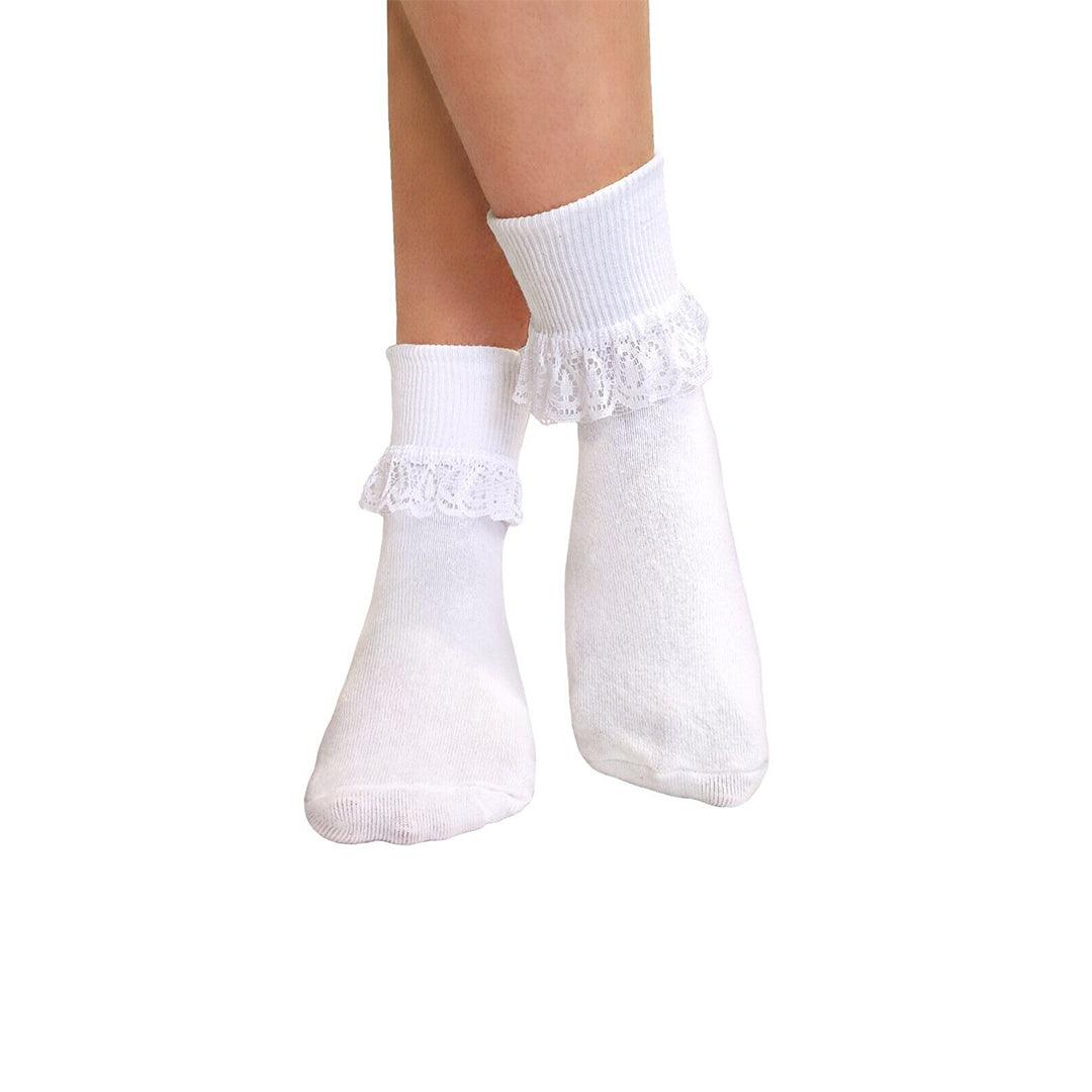 Lace Socks for Heels - Ladies Frilly Ankle Lace Socks Cute Crew Length Girls School Fashion White Apparel & Accessories - Tophatter Daily Deals