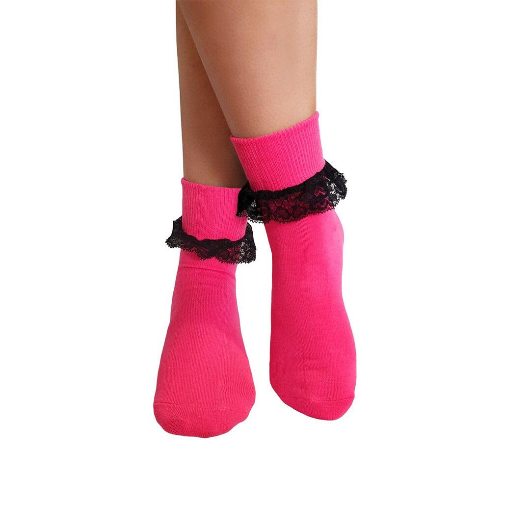Lace Socks for Heels - Ladies Frilly Ankle Lace Socks Cute Crew Length Girls School Fashion Baby Pink Apparel & Accessories - Tophatter Daily Deals