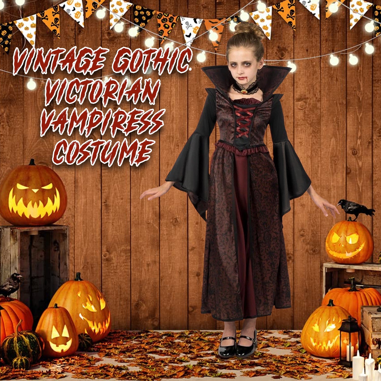 Ladies Vampire Costume - Women’s Gothic Halloween Dress Up Outfit Spooky Vampire Queen Fancy Dress Ladies vampire costume - Tophatter Daily Deals