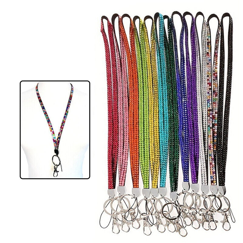 Rhinestone Bling Crystal Keychain Lanyard Neck ID Badge, Cell Phone, Pepper Spray, Stun Gun Holder - Tophatter's Guns'N'Weapons Store Collectible Weapons - Tophatter Daily Deals