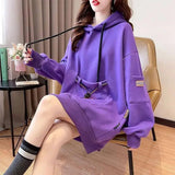 Large Size 200 Pounds Medium Long Hooded Sweatshirt Women's Thin 2025 New Spring Korean Version Loose Top Jacket Ins Trend - Tophatter Daily Deals