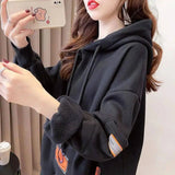 Large Size 200 Pounds Medium Long Hooded Sweatshirt Women's Thin 2025 New Spring Korean Version Loose Top Jacket Ins Trend - Tophatter Daily Deals