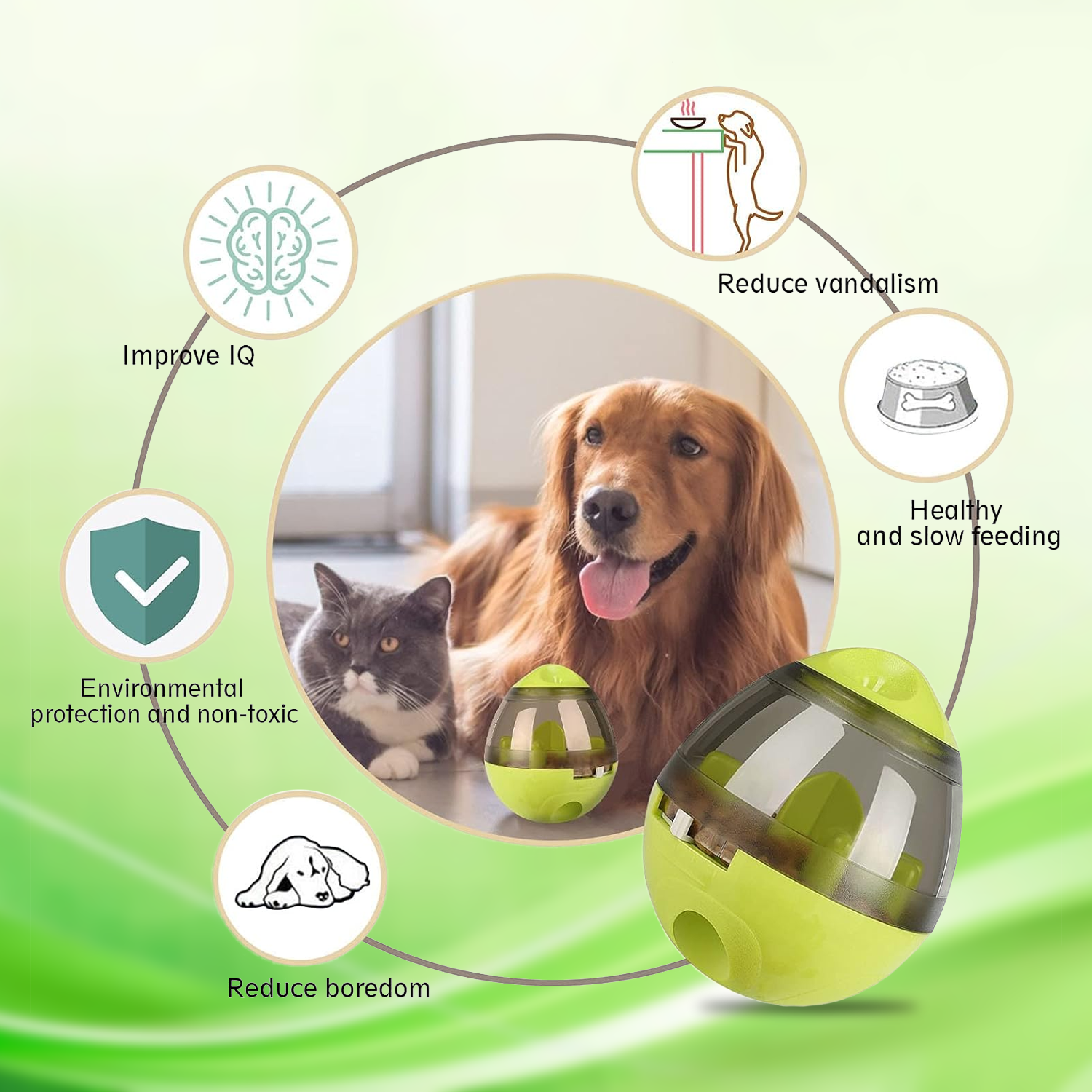 Automatic Dog Food Feeder - Pet Food Ball Interactive Toy Spill Treat Dispensing Bowl Feeder Breaker Cat pet - Tophatter Daily Deals