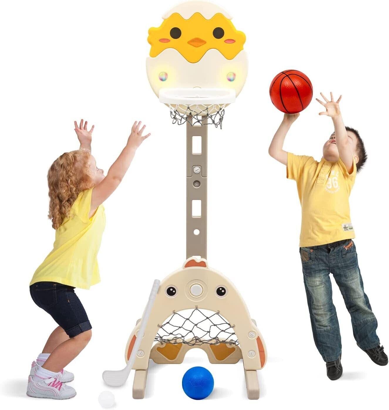 Basketball Hoop for Kids - Large Basketball Hoop Set for Kids 3-in-1 Kids Flashing Basketball Stand Sports & Outdoor - Tophatter Daily Deals