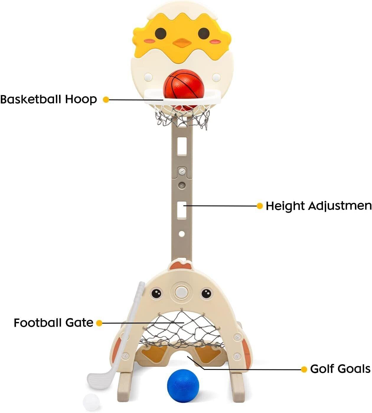 Basketball Hoop for Kids - Large Basketball Hoop Set for Kids 3-in-1 Kids Flashing Basketball Stand Sports & Outdoor - Tophatter Daily Deals