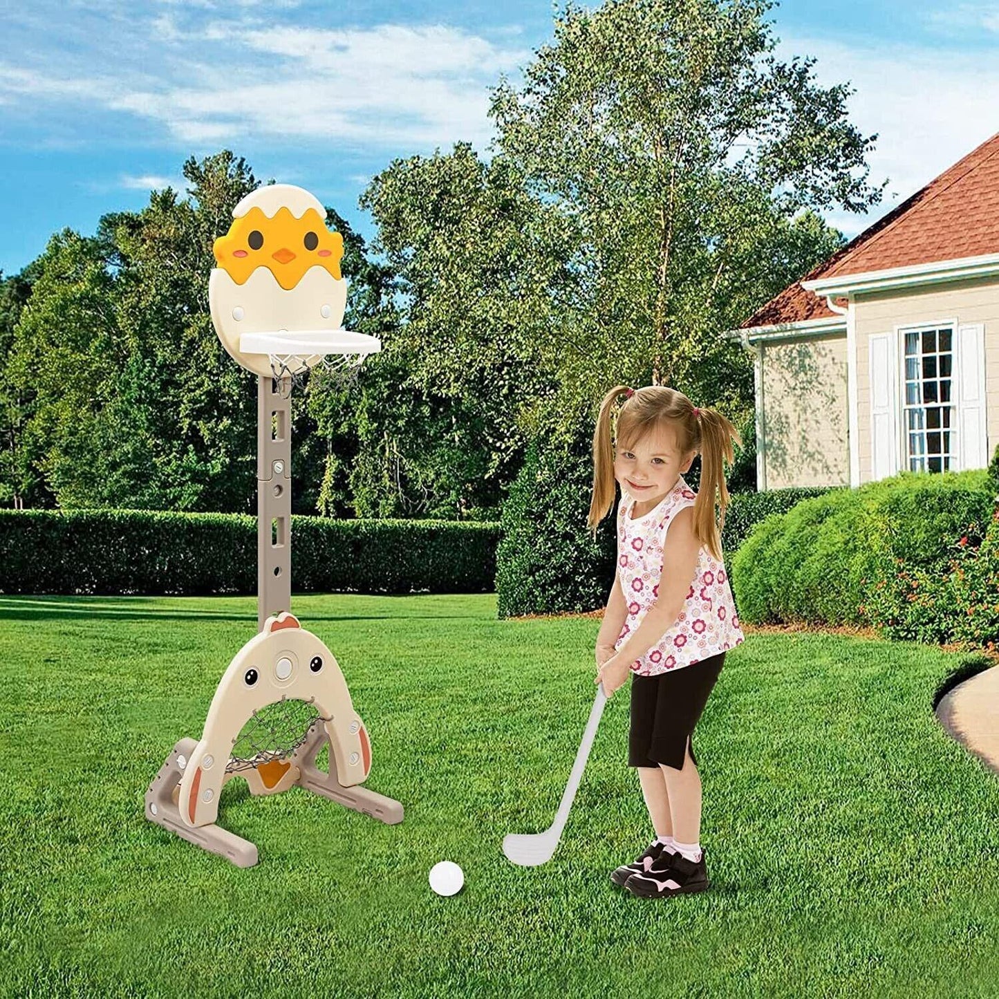 Basketball Hoop for Kids - Large Basketball Hoop Set for Kids 3-in-1 Kids Flashing Basketball Stand Sports & Outdoor - Tophatter Daily Deals