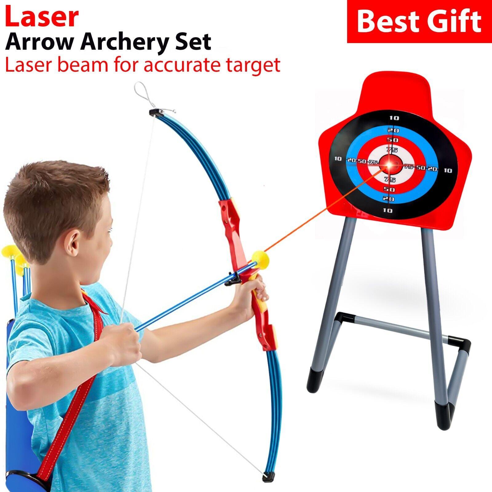 Laser Arrow Battle Set - Laser Bow & Arrow Archery Set Target Stand Kids Toy Indoor/Outdoor Garden Fun Sports Toys - Tophatter Daily Deals