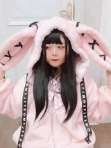 Lautaro Autumn Oversized Sweet Cute Soft Purple Black Faux Fur Coat Women with Bunny Ears Kawaii Loose Fluffy Jacket Hoodie 2025 - Tophatter Daily Deals