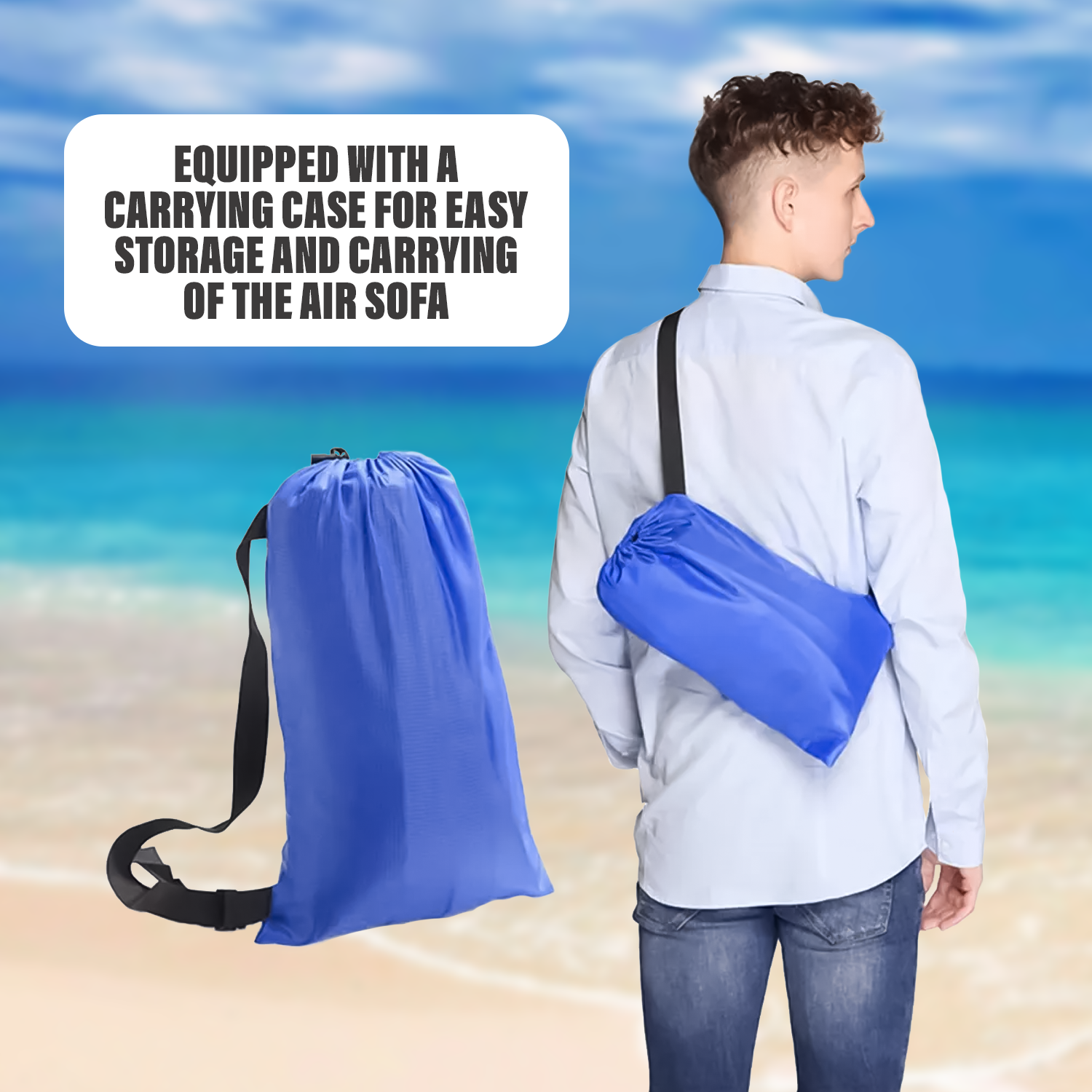 Inflatable Beach Lounger - Portable Sofa Air Bed Lounger Sofa Sack Beach Bag Camping Outdoor Recreation - Tophatter Daily Deals