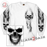 Hot Leathers Ghost Skull White Long Sleeve Shirt Bob's Favorite Logo Mens Long Sleeve - Tophatter Daily Deals