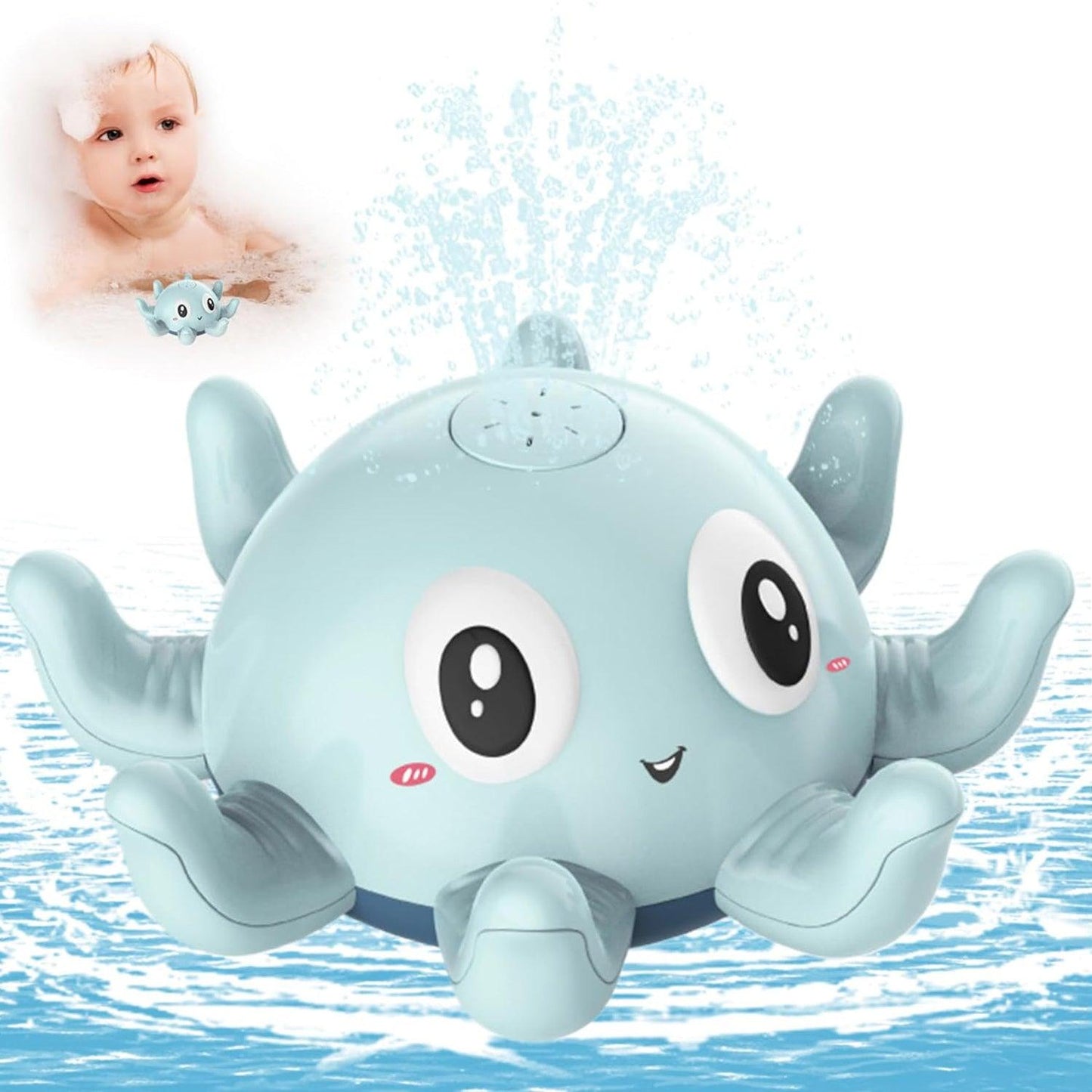 Bath Octopus Toy - LED Baby Bath Toys Octopus Water Sprinkler Pool Toys Toddlers Blue Baby & Toddler - Tophatter Daily Deals