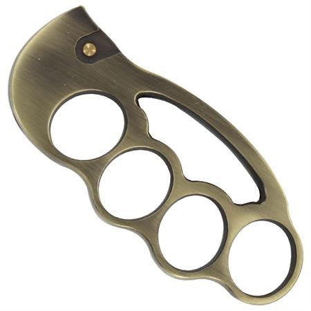 Fighter Knuckles with Automatic Karambit Knife Bronze Paperweight Knife-Auto - Tophatter Daily Deals