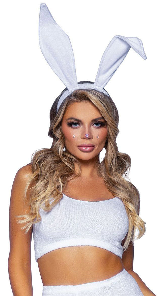 Leg Avenue White Bendable Velvet Bunny Ear Headband Accessory > Clothes > Costumes > Womens - Tophatter Daily Deals