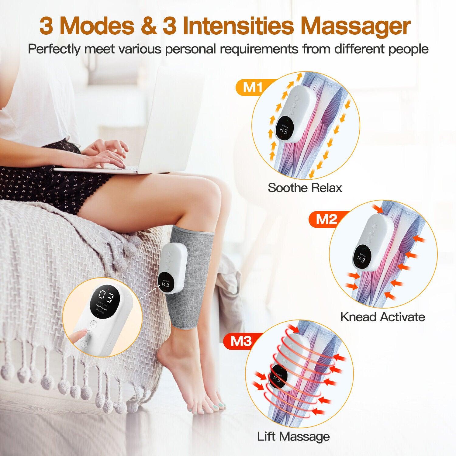 Calf Muscle Massager - Leg Calf Massager Air Compression Blood Circulation Thigh Wraps Heated Massager Apparel & Accessories - Tophatter Daily Deals