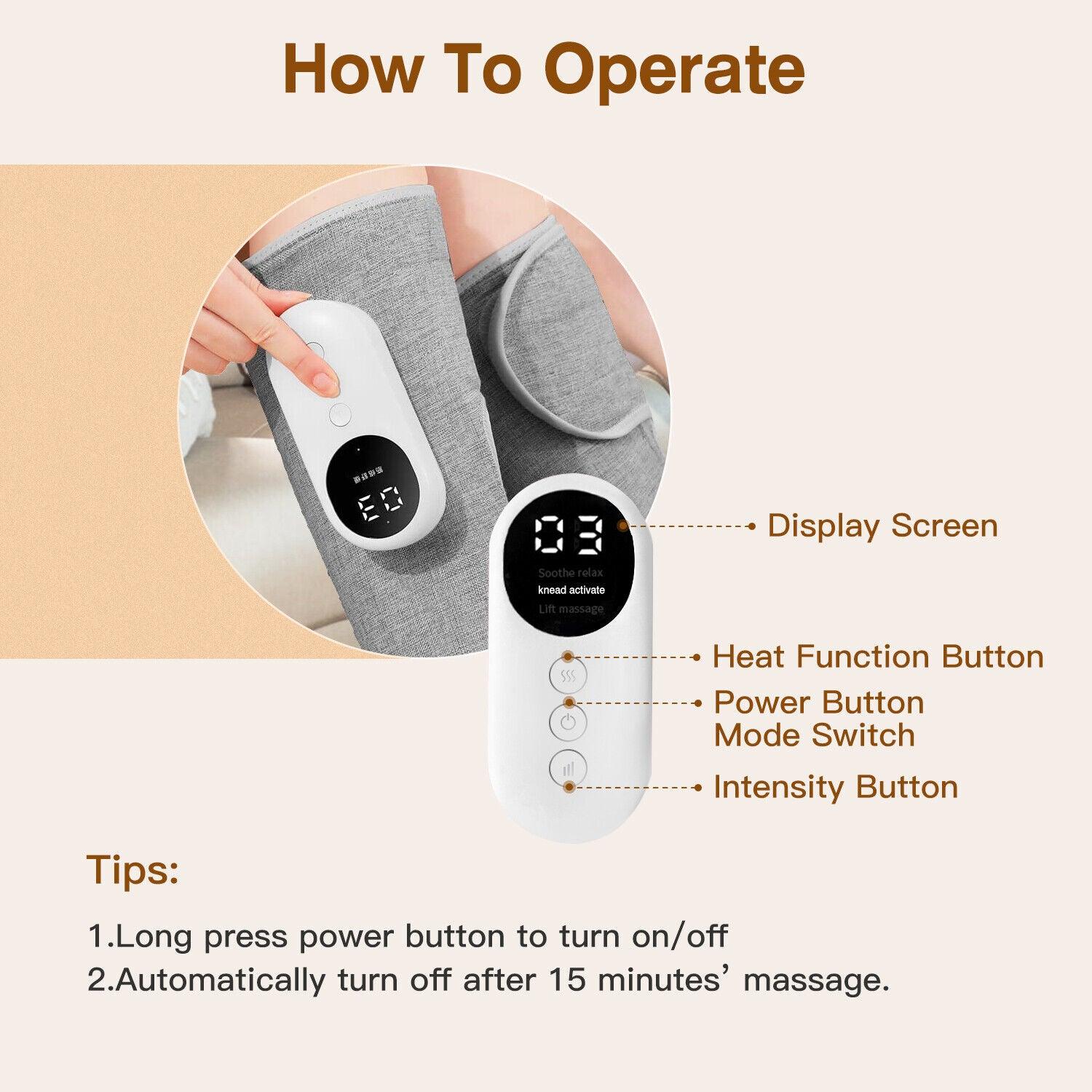 Calf Muscle Massager - Leg Calf Massager Air Compression Blood Circulation Thigh Wraps Heated Massager Apparel & Accessories - Tophatter Daily Deals