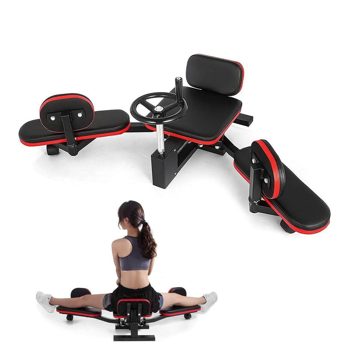 Leg Stretching Machine - Heavy Duty Trainer Leg Stretcher Machine Leg Stretcher Bar Black & Red Exercise & Fitness - Tophatter Daily Deals