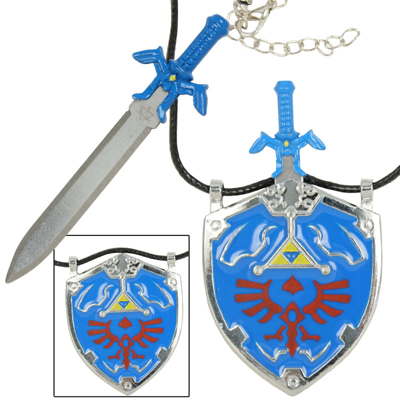 Legend of Zelda Hylian Shield Links Master Sword Necklace - TOPHATTER'S ARMORY DEALS Collectible Weapons - Tophatter Daily Deals
