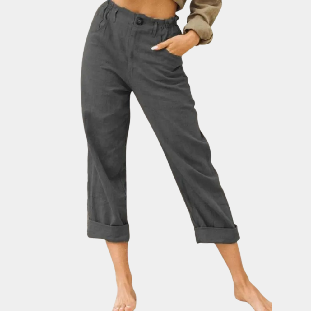 Breathable women's casual pants – relaxed fit, lightweight cotton blend, for everyday wear dark gray Women's trousers - Tophatter Daily Deals
