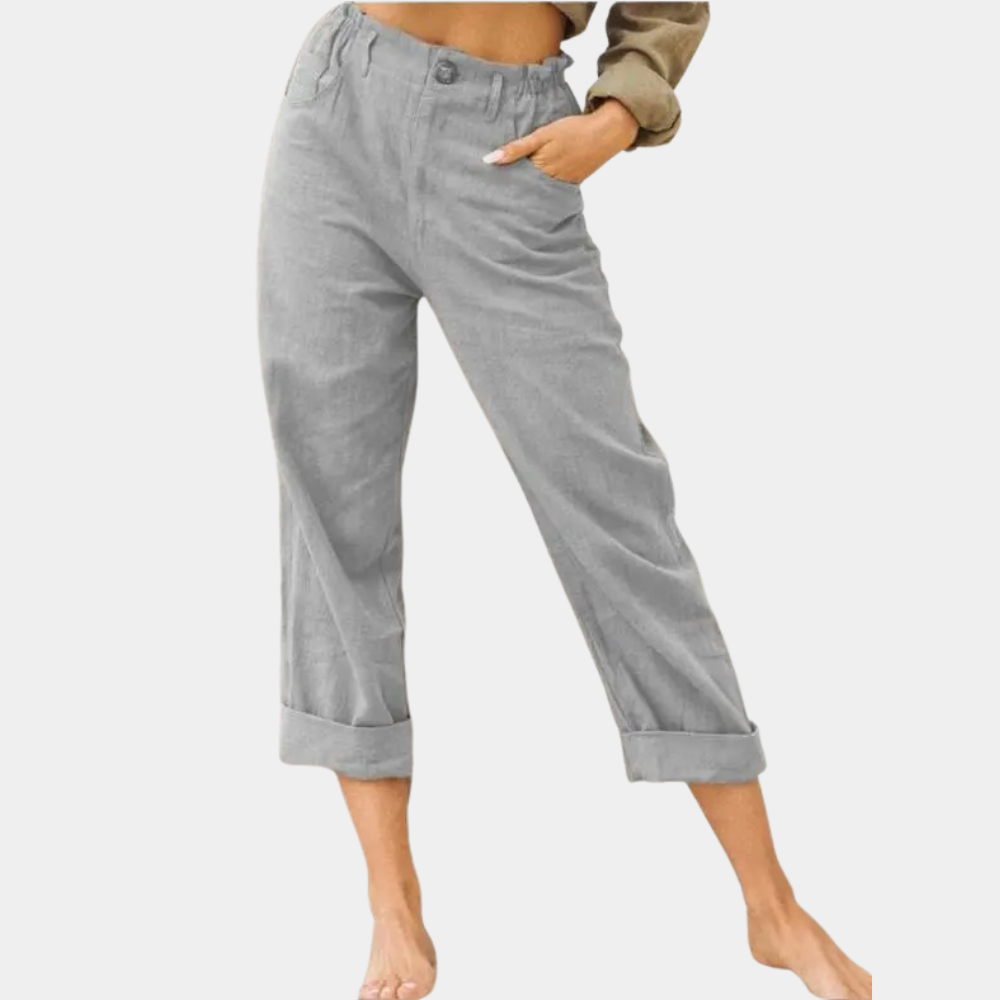 Breathable women's casual pants – relaxed fit, lightweight cotton blend, for everyday wear Light gray Women's trousers - Tophatter Daily Deals