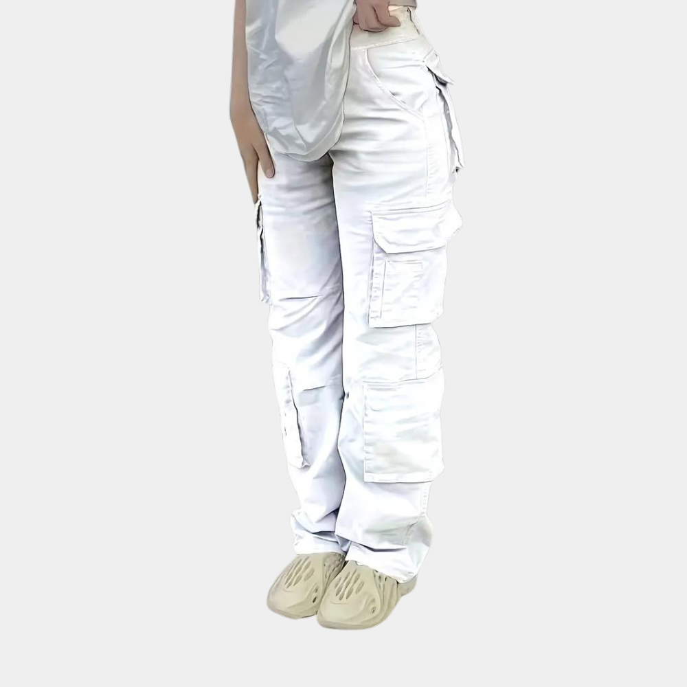 Lightweight & versatile women’s cargo pants – breathable design, durable fabric, ideal for summer White Women's trousers - Tophatter Daily Deals