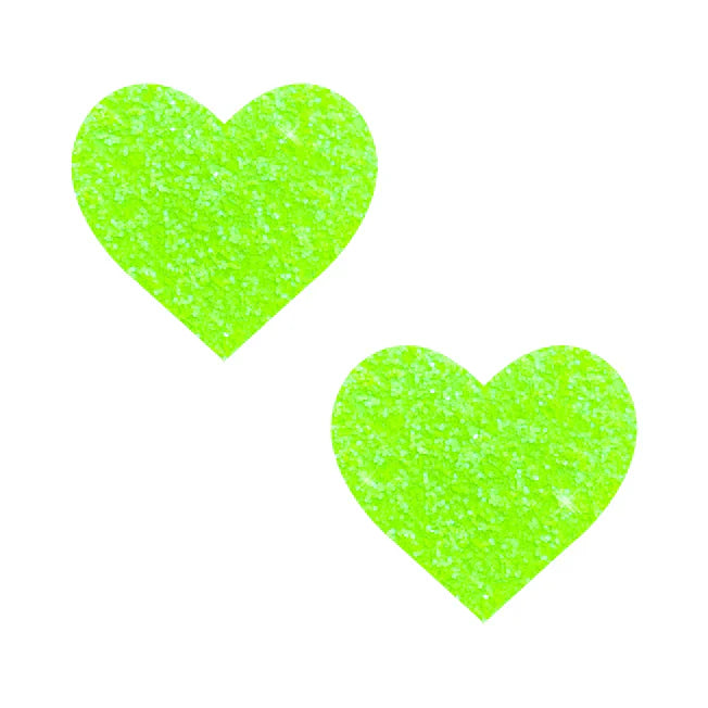 Super Sparkle Lemon Lime UV Reactive Heart Pasties - Tophatter Daily Deals