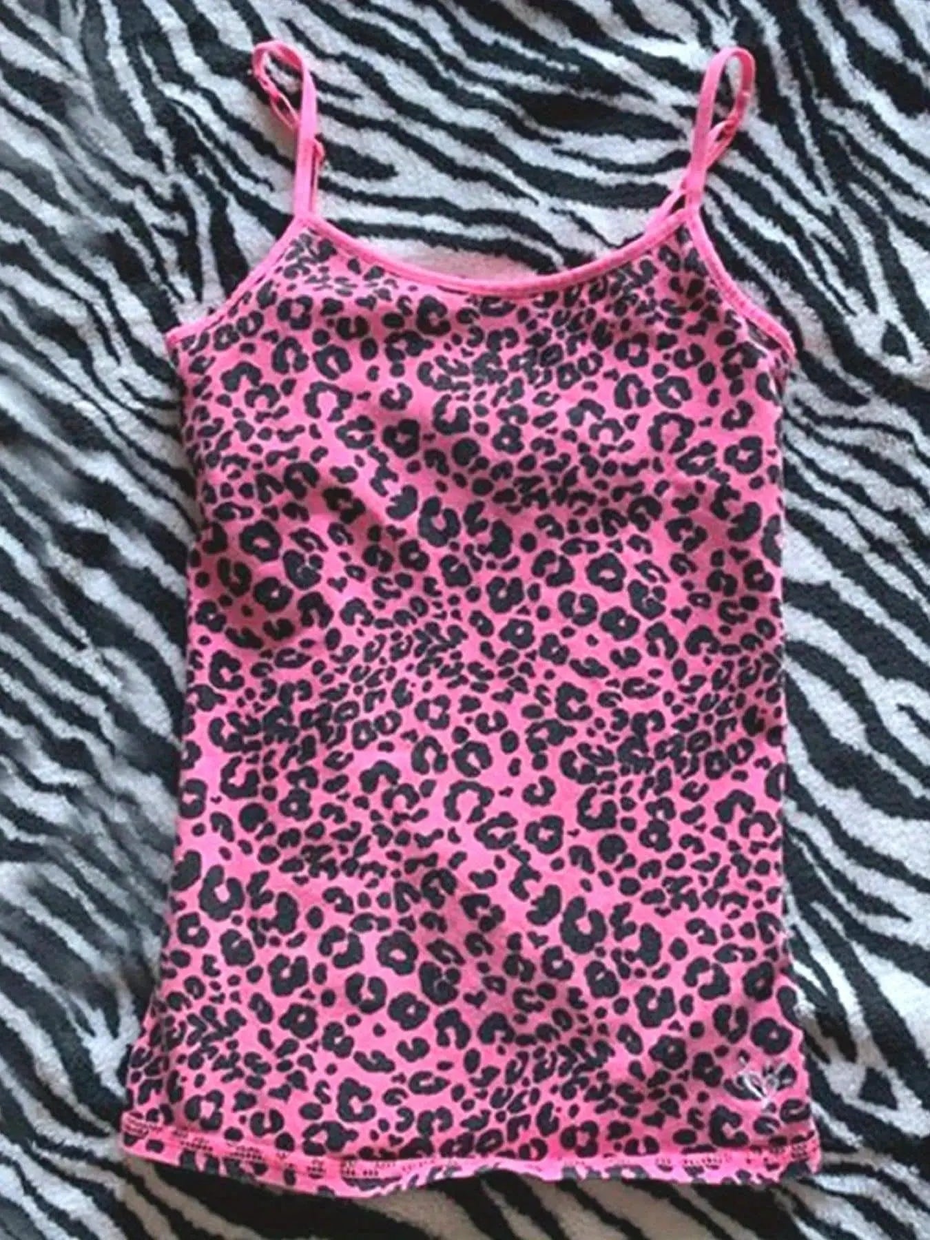 Leopard Print Cami Top, Casual Crew Neck Sleeveless Slim Spaghetti Strap Top For Spring & Summer, Women's Clothing - Tophatter Daily Deals