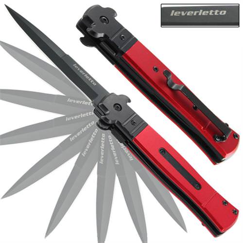 Italian Stiletto Style Knife Spring Assisted Opening - Red - TOPHATTER'S ARMORY DEALS Collectible Weapons - Tophatter Daily Deals