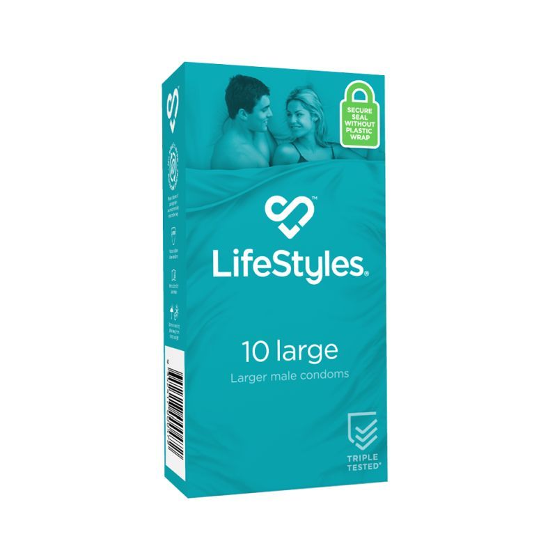 Large Easy-Fit Condom – Flared 56mm Nominal Width Lubricated Condom 10 Pack > Essentials > Condoms - Tophatter Daily Deals