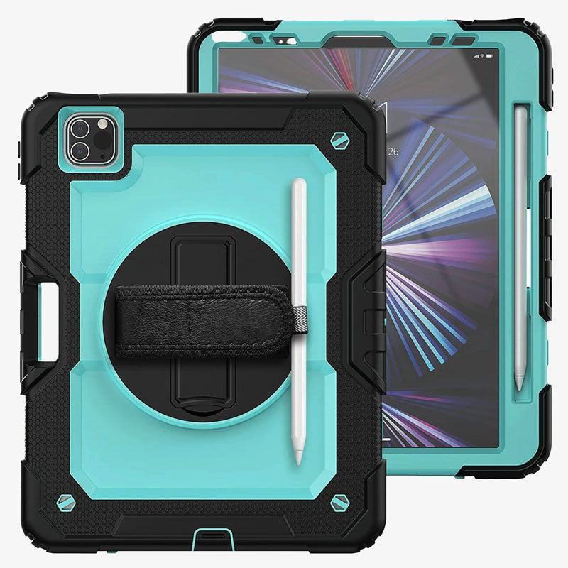 Heavy Duty iPad Case Rugged Tablet Cover With Hand Strap Light Blue - Tophatter Daily Deals