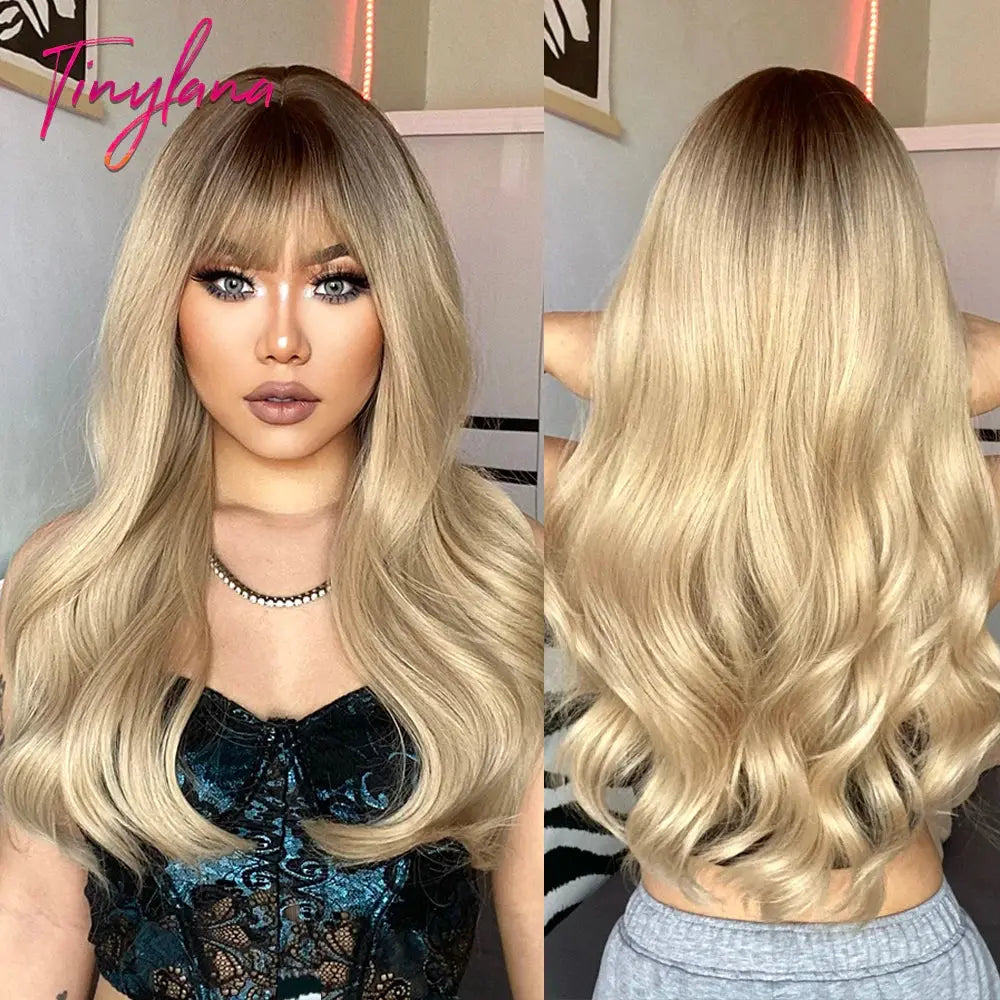 Light Pink Long Wavy Cosplay Synthetic Hair Wigs with Bangs for White Women Afro Lolita Water Wave Halloween Heat Reisitant Wig - Tophatter Daily Deals