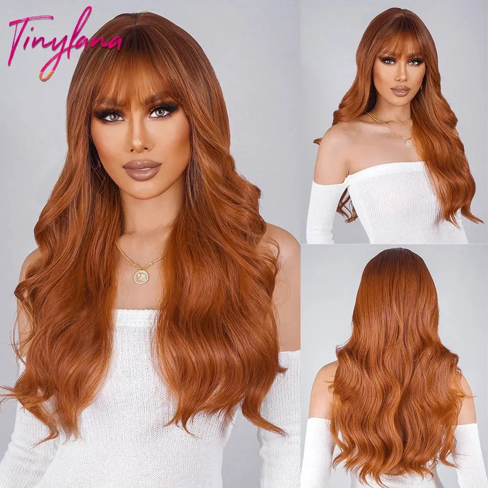 Light Pink Long Wavy Cosplay Synthetic Hair Wigs with Bangs for White Women Afro Lolita Water Wave Halloween Heat Reisitant Wig - Tophatter Daily Deals