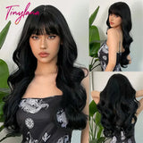 Light Pink Long Wavy Cosplay Synthetic Hair Wigs with Bangs for White Women Afro Lolita Water Wave Halloween Heat Reisitant Wig - Tophatter Daily Deals