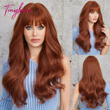 Light Pink Long Wavy Cosplay Synthetic Hair Wigs with Bangs for White Women Afro Lolita Water Wave Halloween Heat Reisitant Wig - Tophatter Daily Deals