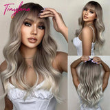 Light Pink Long Wavy Cosplay Synthetic Hair Wigs with Bangs for White Women Afro Lolita Water Wave Halloween Heat Reisitant Wig - Tophatter Daily Deals