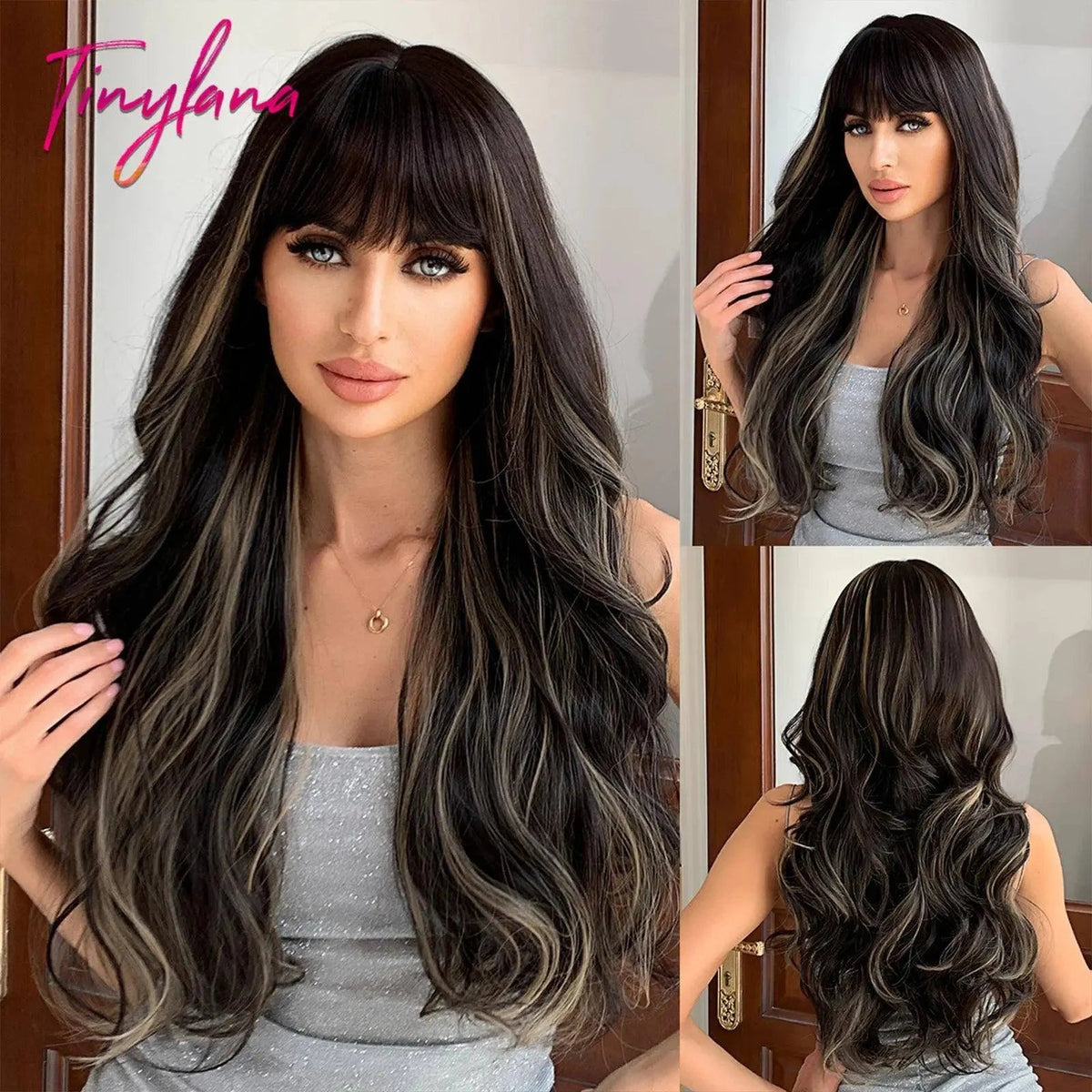 Light Pink Long Wavy Cosplay Synthetic Hair Wigs with Bangs for White Women Afro Lolita Water Wave Halloween Heat Reisitant Wig - Tophatter Daily Deals