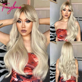 Light Pink Long Wavy Cosplay Synthetic Hair Wigs with Bangs for White Women Afro Lolita Water Wave Halloween Heat Reisitant Wig - Tophatter Daily Deals