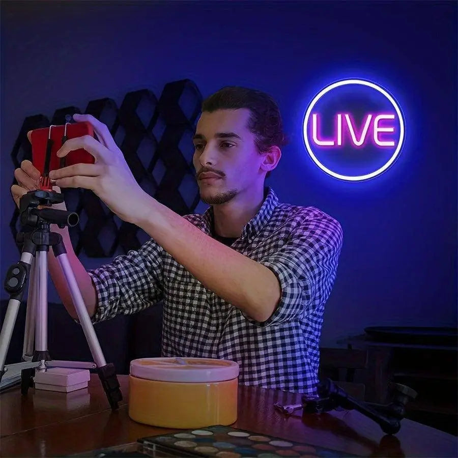 Light Up Your Streams: 1pc LIVE Neon Sign - Perfect For Twitch, Tiktok, Streamers/Gamers! - Tophatter Daily Deals