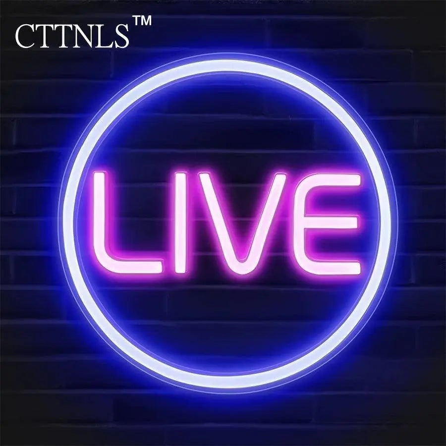 Light Up Your Streams: 1pc LIVE Neon Sign - Perfect For Twitch, Tiktok, Streamers/Gamers! - Tophatter Daily Deals