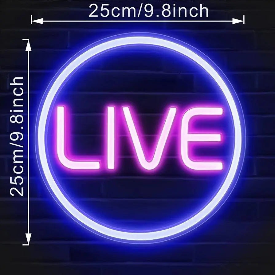 Light Up Your Streams: 1pc LIVE Neon Sign - Perfect For Twitch, Tiktok, Streamers/Gamers! - Tophatter Daily Deals