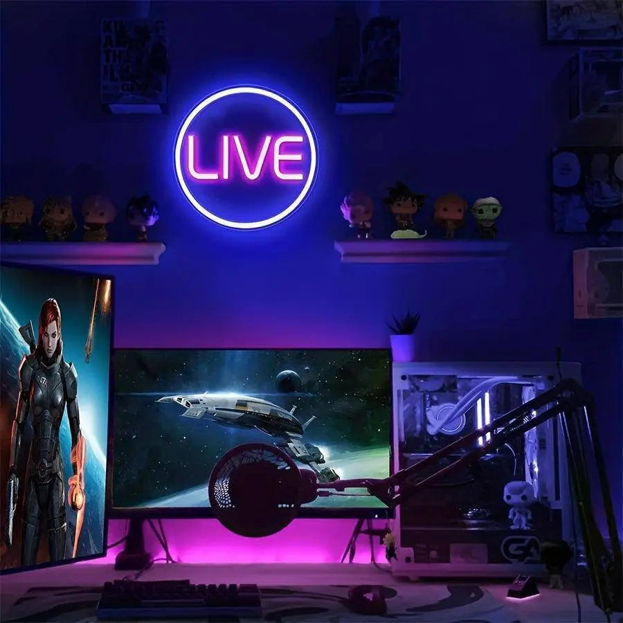 Light Up Your Streams: 1pc LIVE Neon Sign - Perfect For Twitch, Tiktok, Streamers/Gamers! - Tophatter Daily Deals