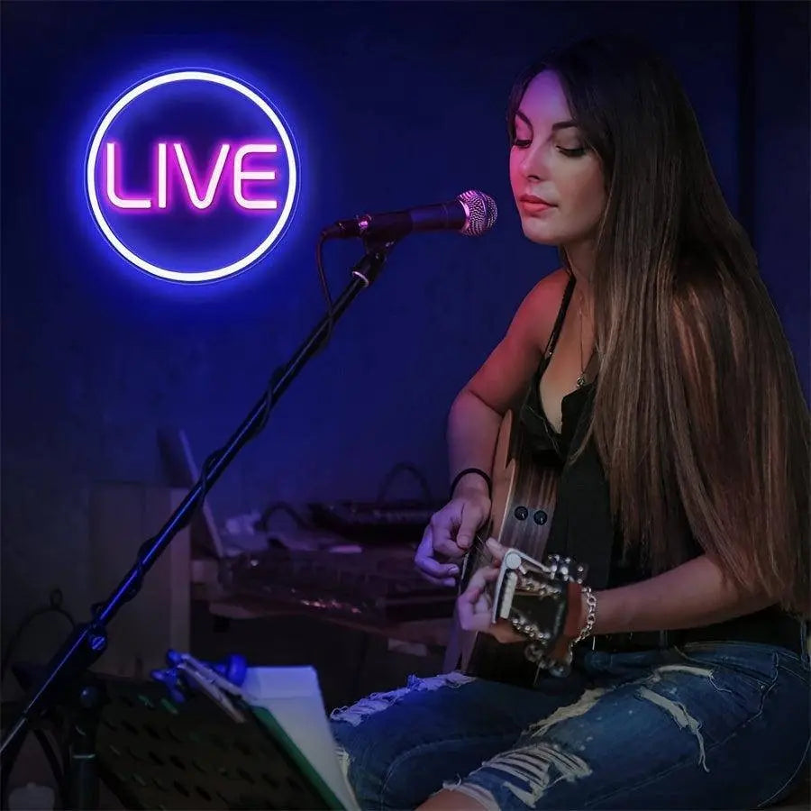 Light Up Your Streams: 1pc LIVE Neon Sign - Perfect For Twitch, Tiktok, Streamers/Gamers! - Tophatter Daily Deals