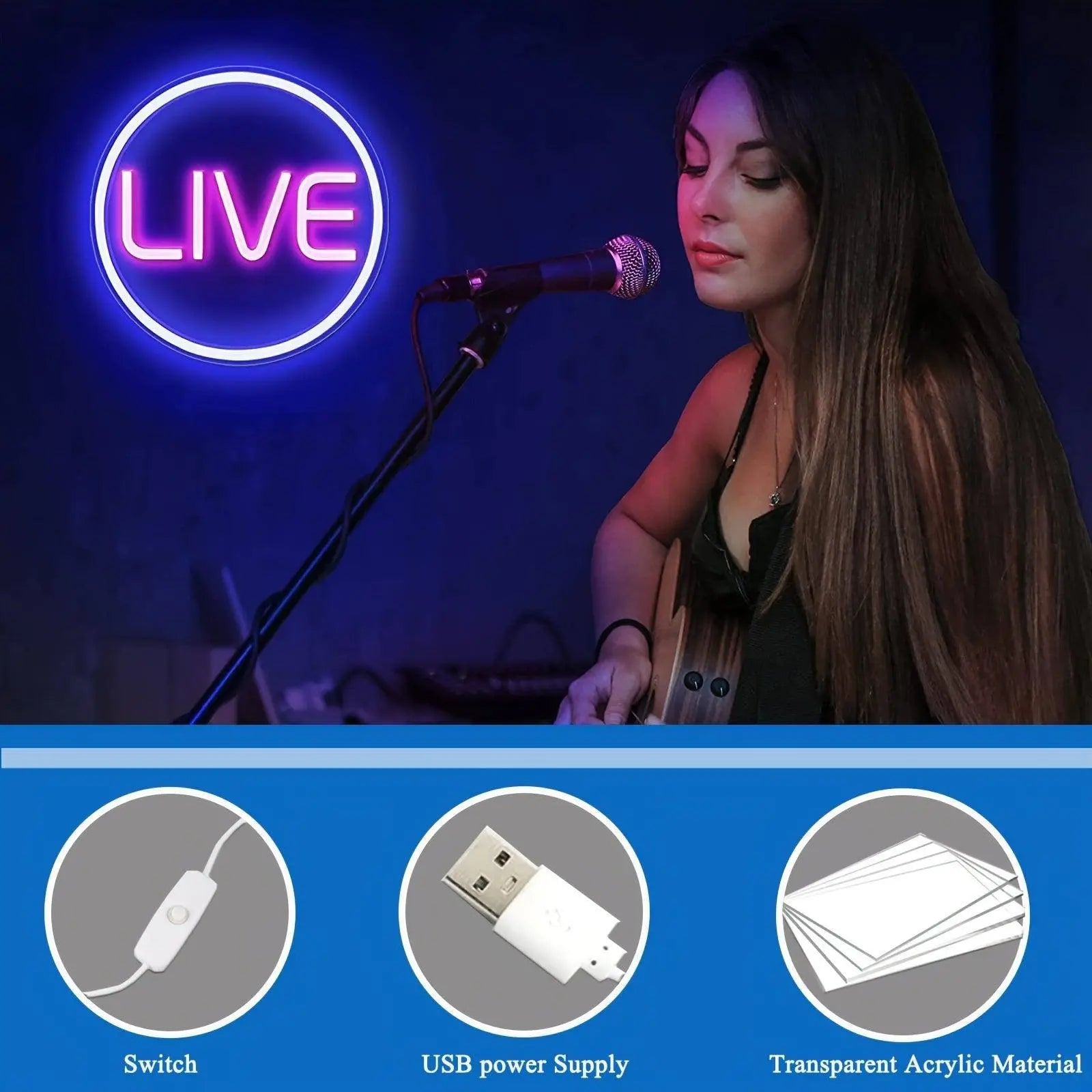 Light Up Your Streams: 1pc LIVE Neon Sign - Perfect For Twitch, Tiktok, Streamers/Gamers! - Tophatter Daily Deals