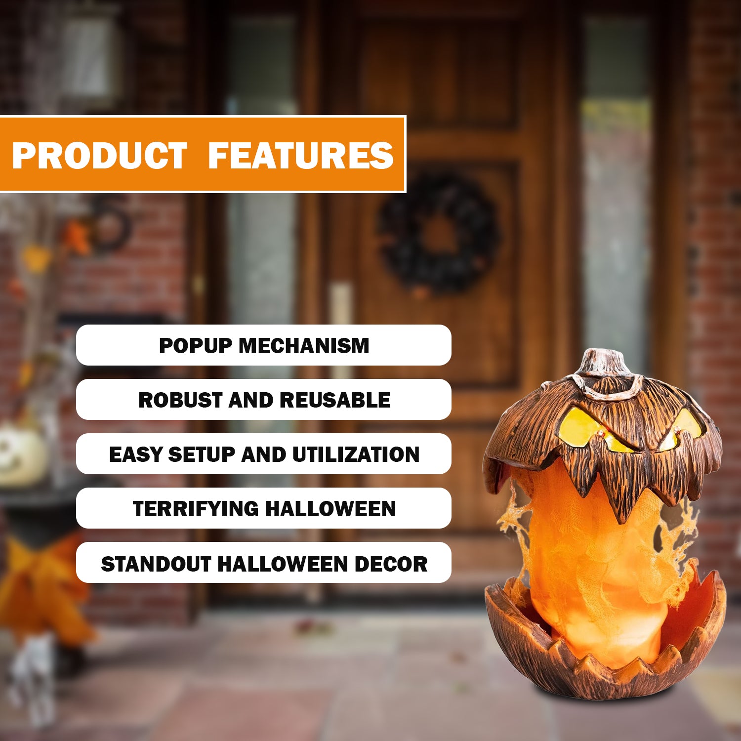 Scary Pumpkin for Halloween – LED Light Up Halloween Haunted House Voice Control Lift Pumpkin Decoration Scary pumpkin for halloween - Tophatter Daily Deals