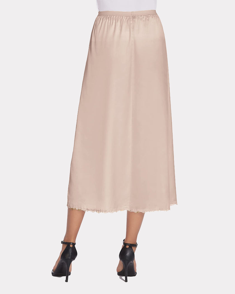 Satin Half Slip Lace Long Underskirt (DE Only) Lingeries-mini skirts - Tophatter Daily Deals