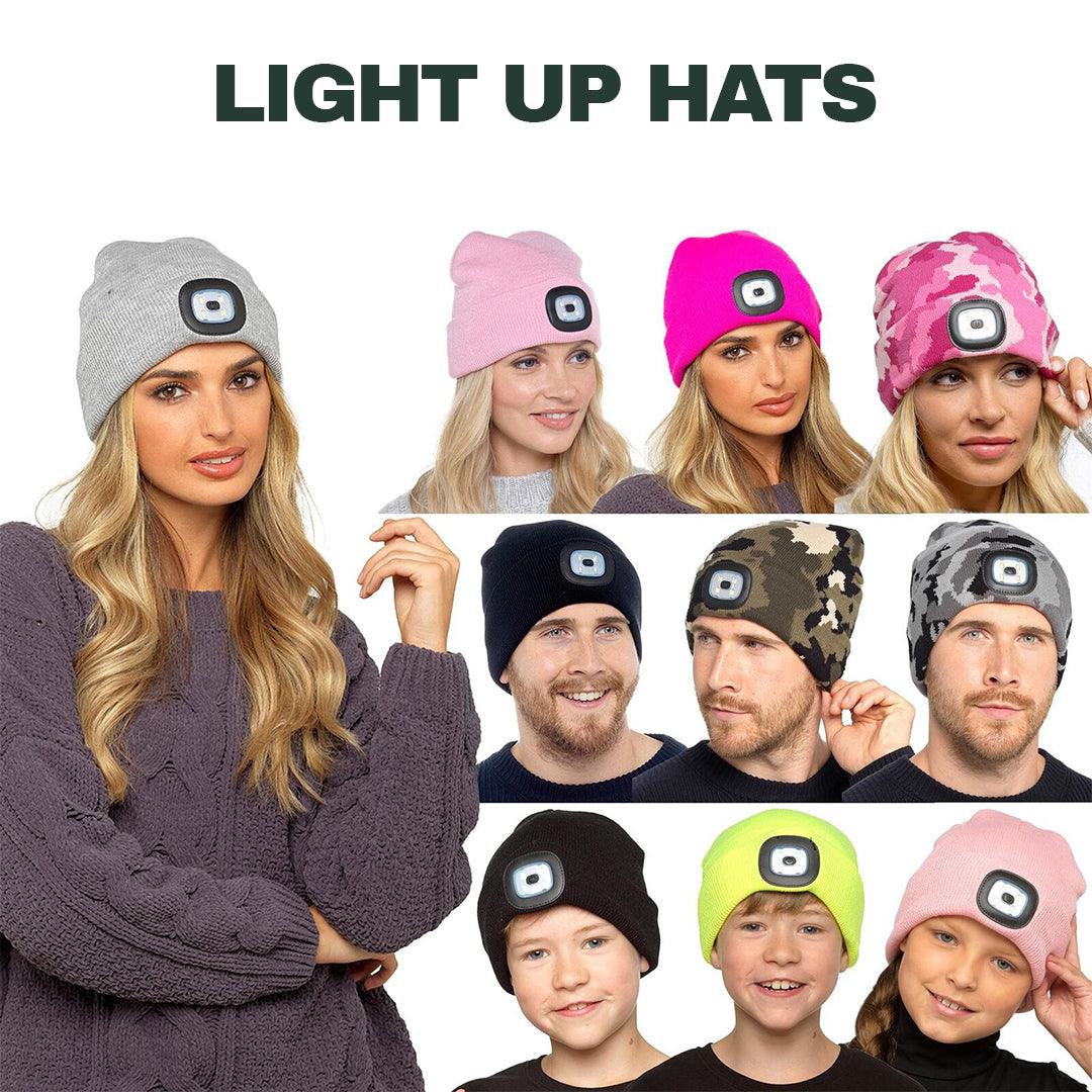 Beanie Hats With Lights - USB Rechargeable Knitted Beanie Hat LED Knitted Hands Free Light Up Hats Apparel & Accessories - Tophatter Daily Deals