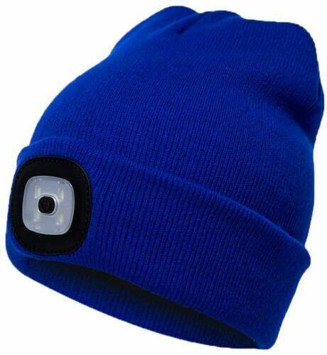 Beanie Hats With Lights - USB Rechargeable Knitted Beanie Hat LED Knitted Hands Free Light Up Hats Blue Apparel & Accessories - Tophatter Daily Deals