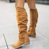 Supportive Women's Knee Boots - Suede Slouch, Everyday Light Brown - Tophatter Daily Deals