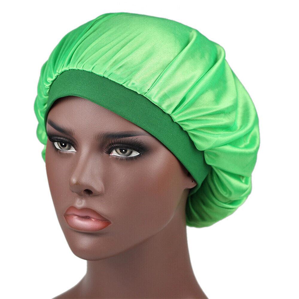 Hair Wraps for Sleeping - Bonnet Cap Long Hair Care Hat Woman Silk Satin Protection Night Head Turban Wrap Light Green Hair Care - Tophatter Daily Deals