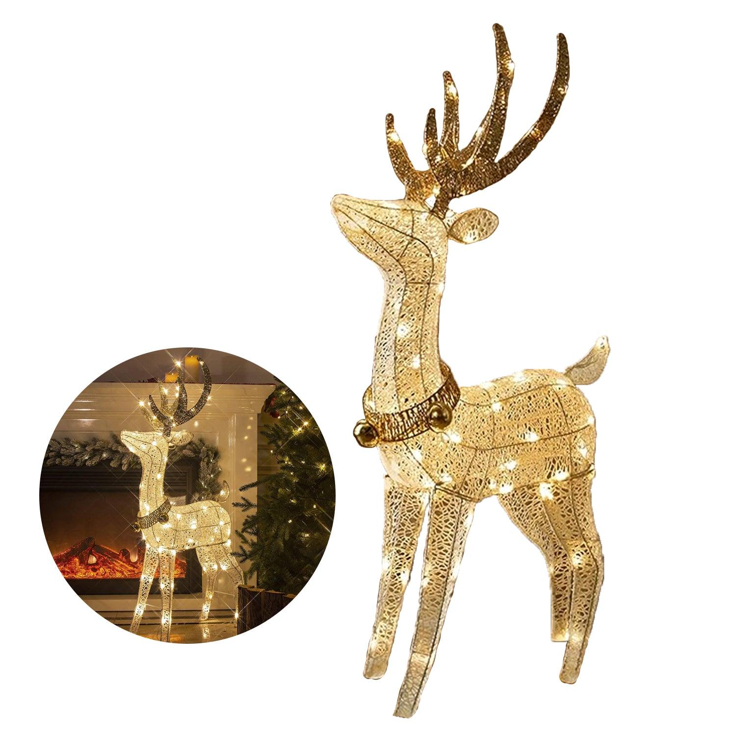 Light Up Reindeer - Large 1.2m-2m Christmas Light Up Deer Deocration LED Twinkling Reindeer For Home and Garden Warm White Christmas - Tophatter Daily Deals